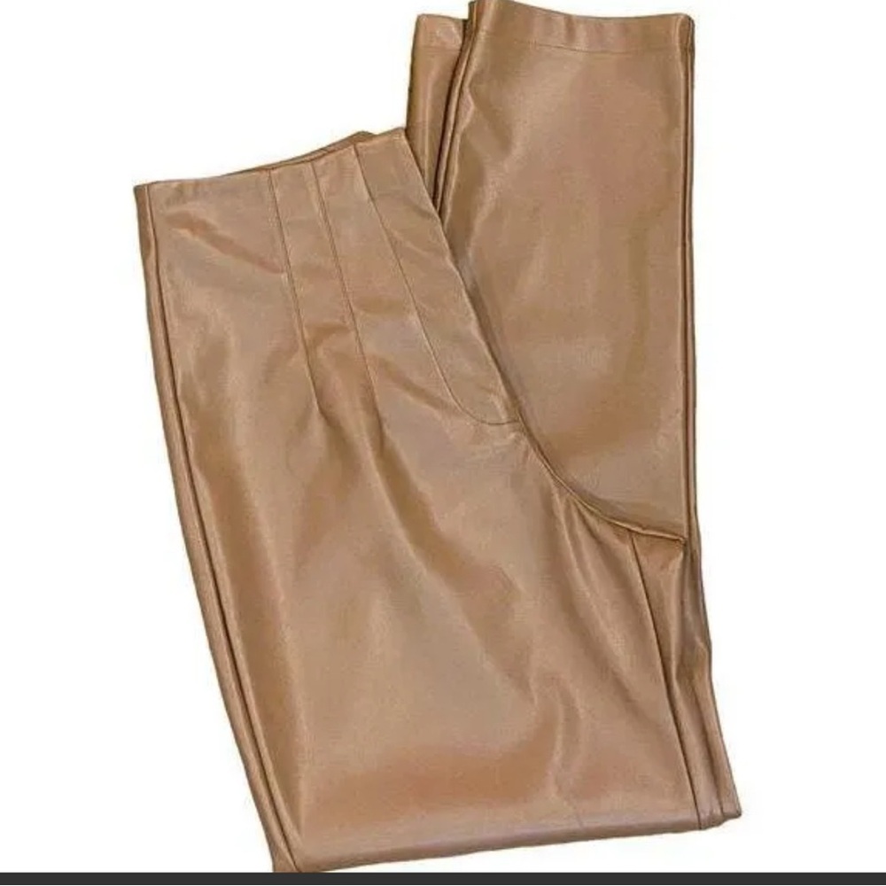 NWT- Ophelia Roe Camel Faux leather High Rise pants.